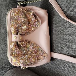 Betsey Johnson pink sequin bow bag